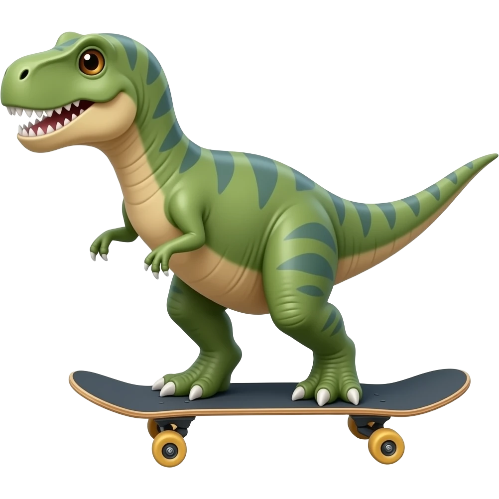 Dinosaur on a skateboard emoji