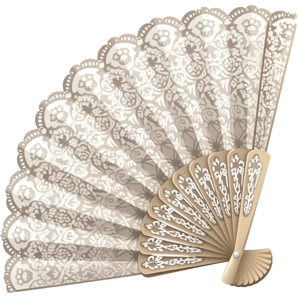 A lace hand fan emoji, refined old money elegance, delicate luxury details, soft glossy finish emoji