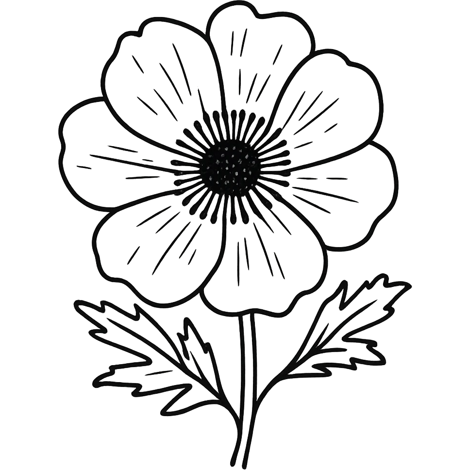 hand drawn anemone flower doodle emoji