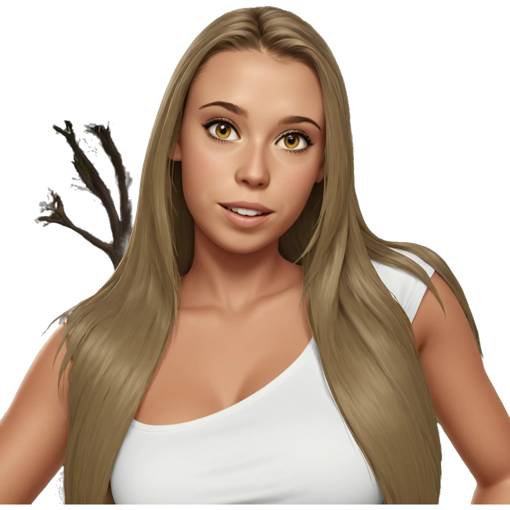 realistic girl outdoors with tree emoji