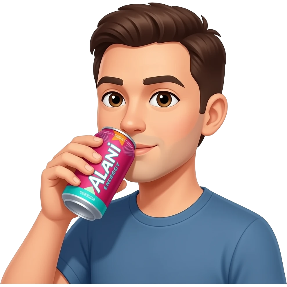 A person drinking a alani emoji