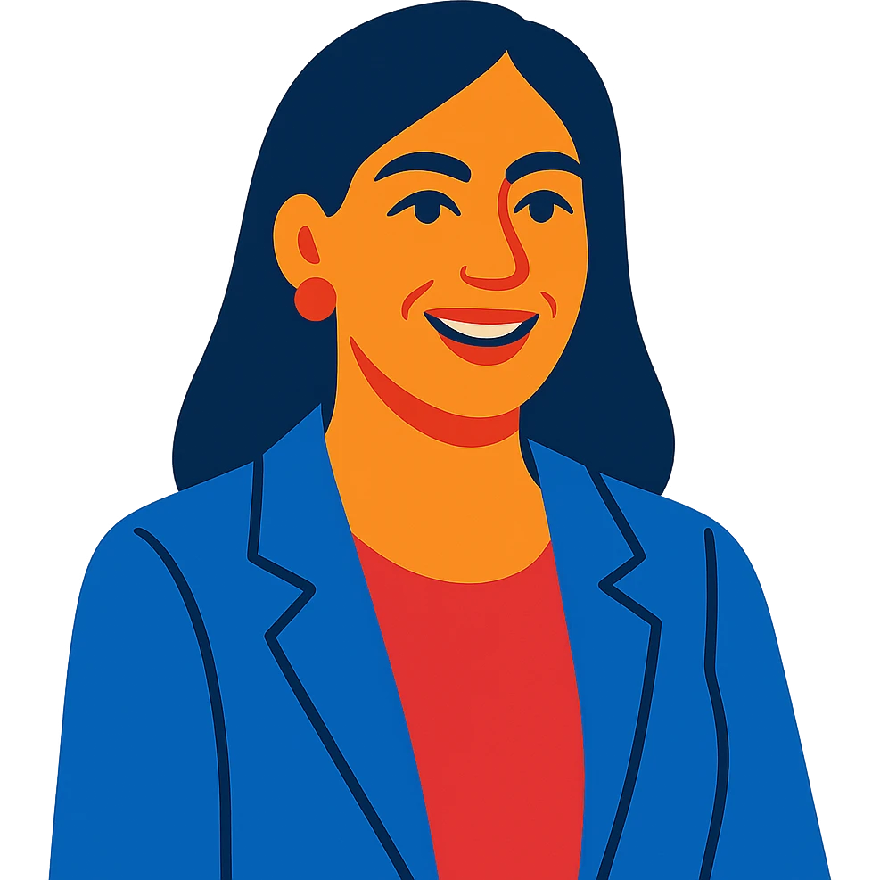 40-year-old woman with straight dark hair and medium skin, modern vibrant toon illustration style emoji