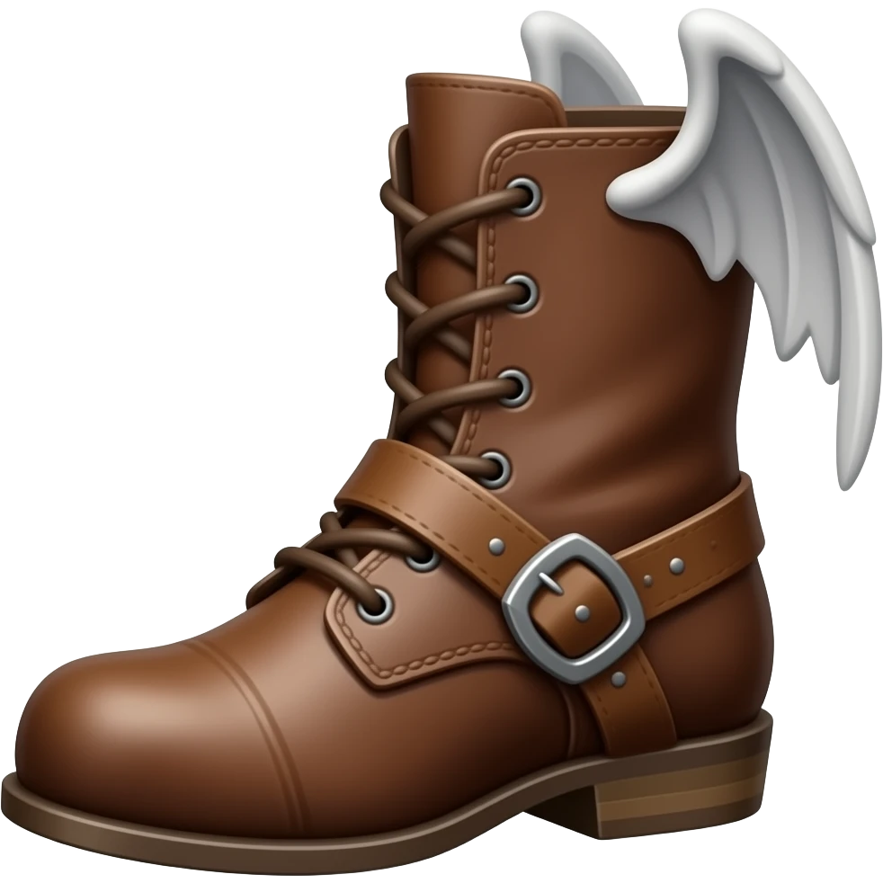 small wings agile midieval leather boot -  no background copy/paste emoji
