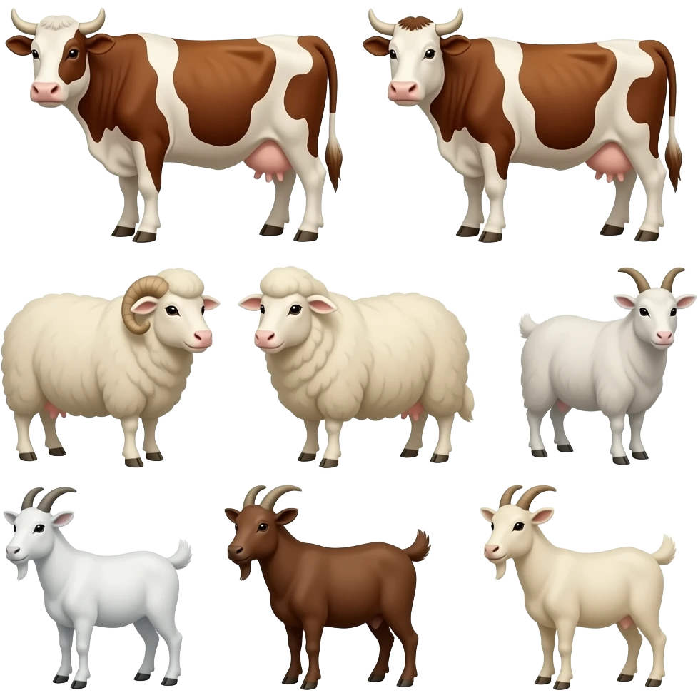 A herd of Cattle sheep goats emoji