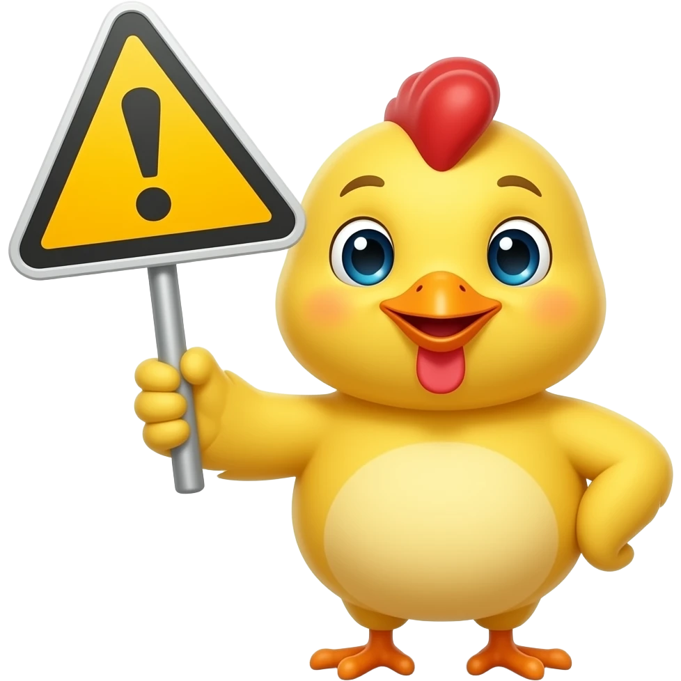 yellow emoji chick holding warning sign emoji