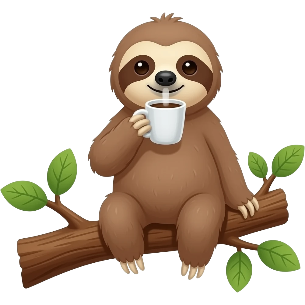 sloth drink coffee on the tree emoji