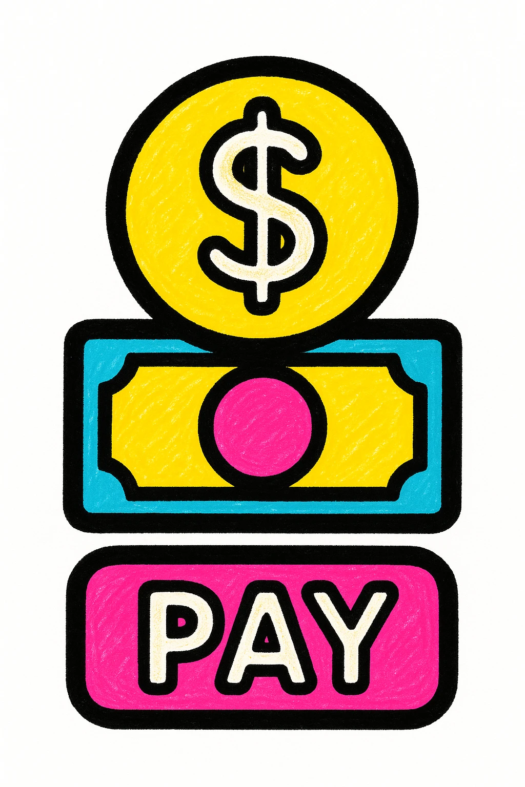An icon with yellow background, white inner lines, meaning Finance, request to pay. emoji