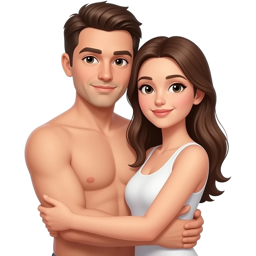 Naked Man hugging woman emoji