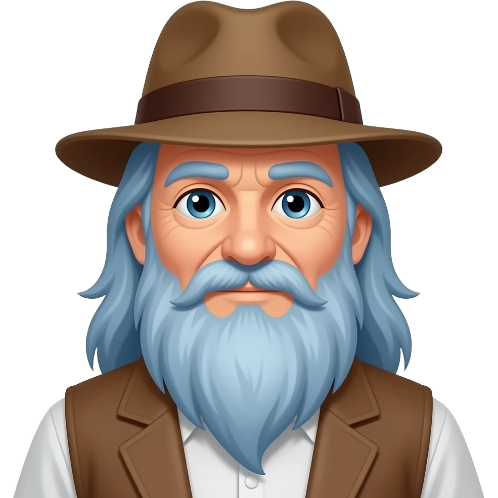 old man with hat and long blue hairs emoji