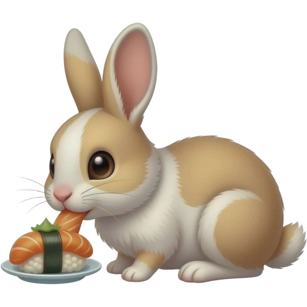 coelho comendo sushi emoji