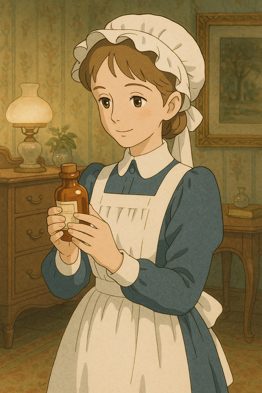 victorian nurse holding a medicine bottle emoji