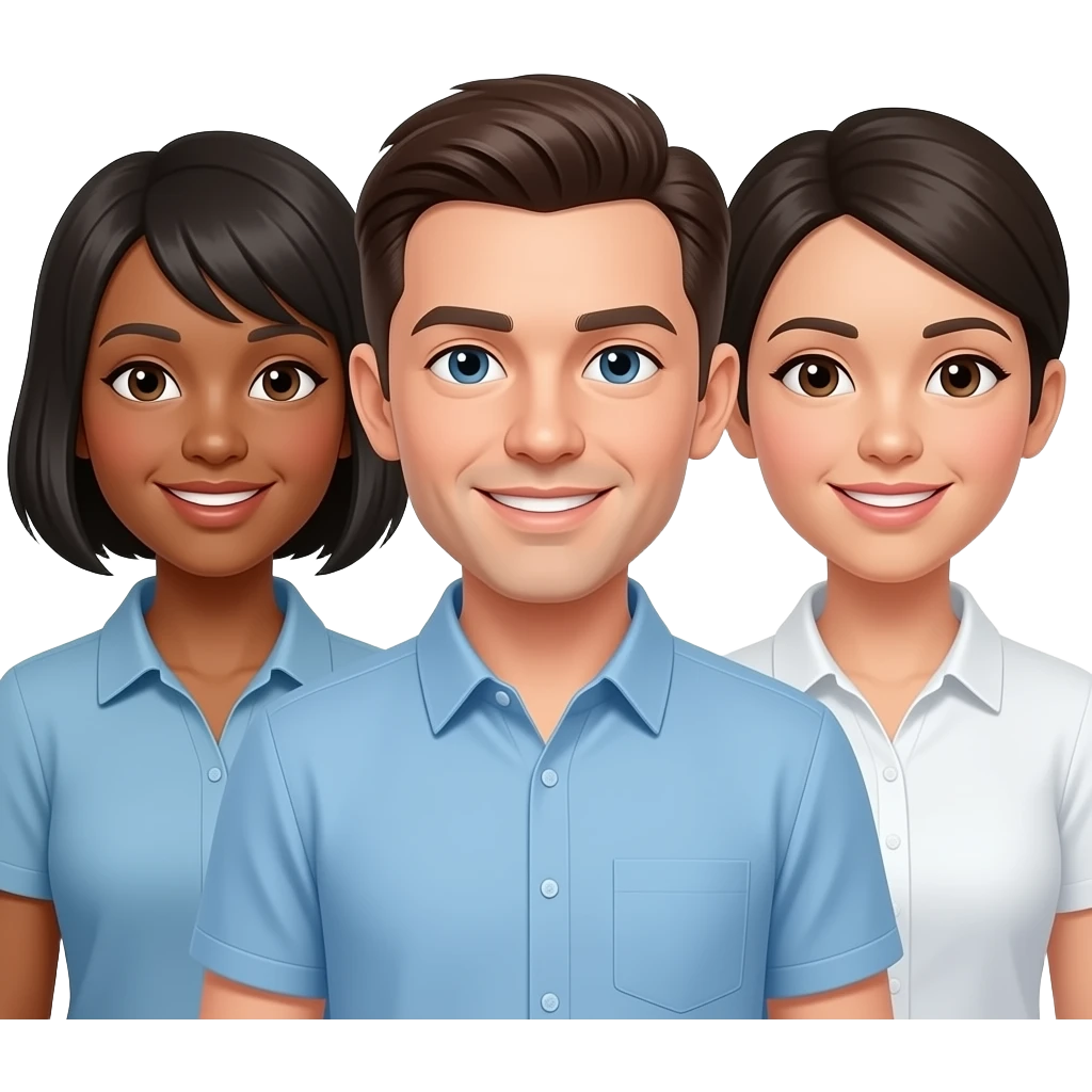 Group of 3 people (diverse in race and gender) emoji