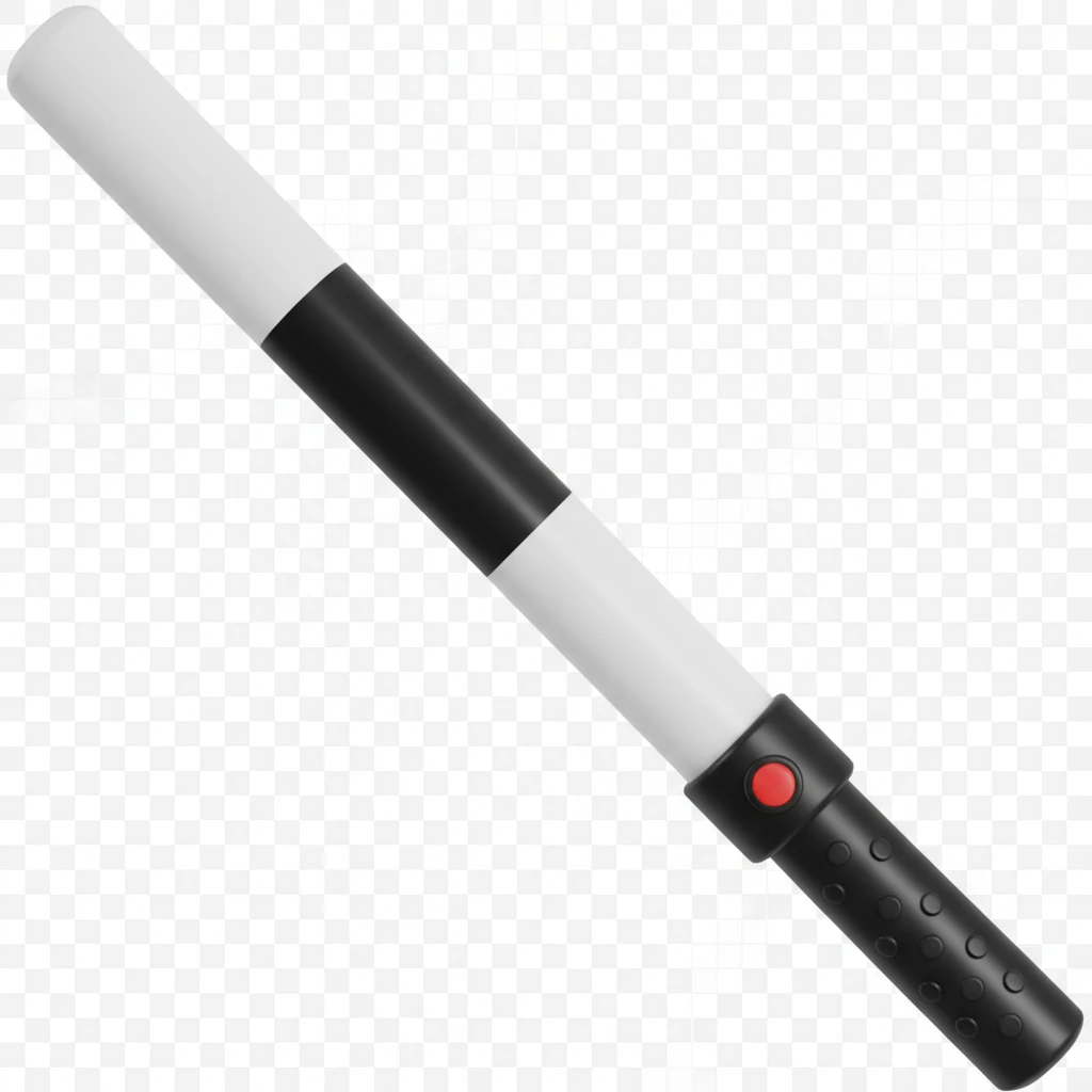 Используя слегка мультяшную, но при этом объемную стилистику cгенерируй жезл ДПС, прозрачный фон emoji