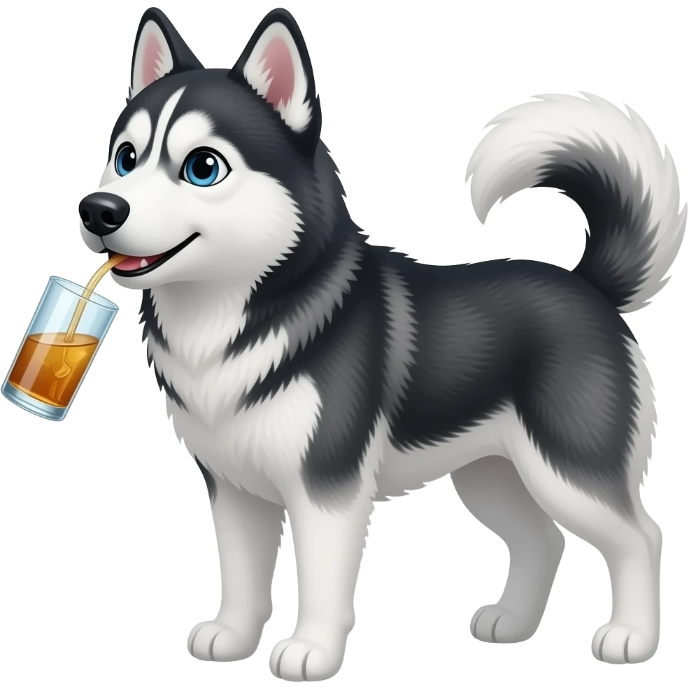 Siberian Husky drinking vodka emoji