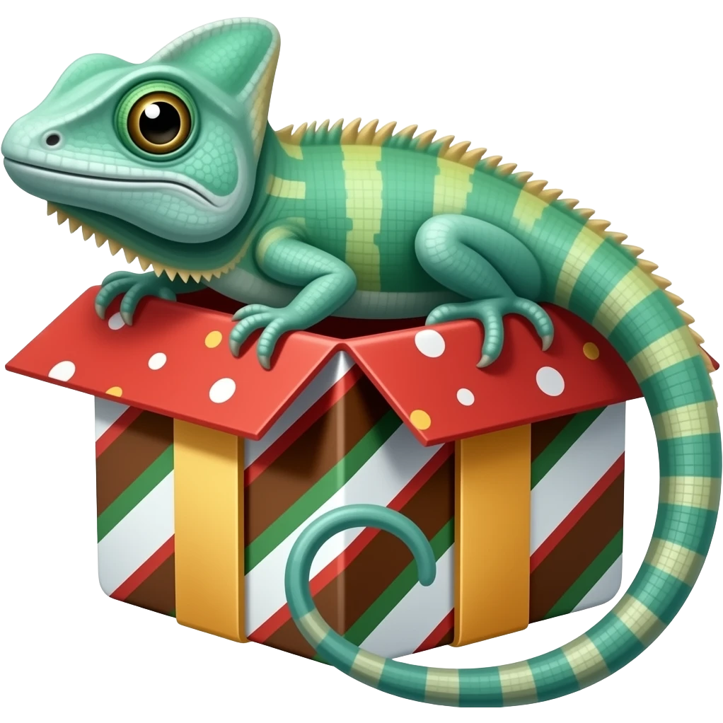 lizard in the Christmas gift box emoji