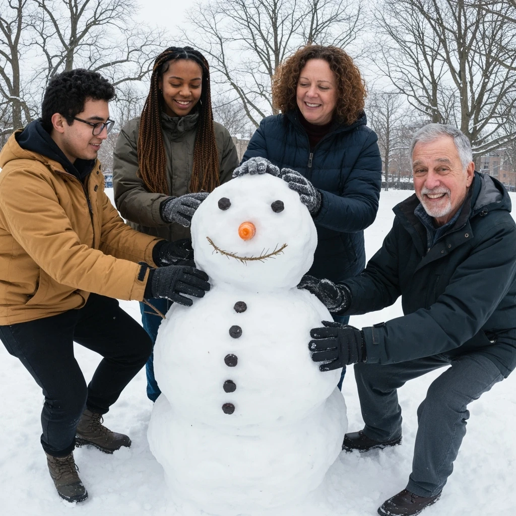 people making a snowman emoji