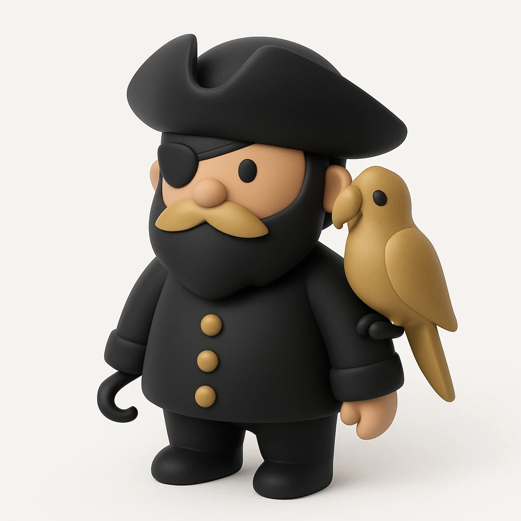 pirate with eye patch and parrot emoji