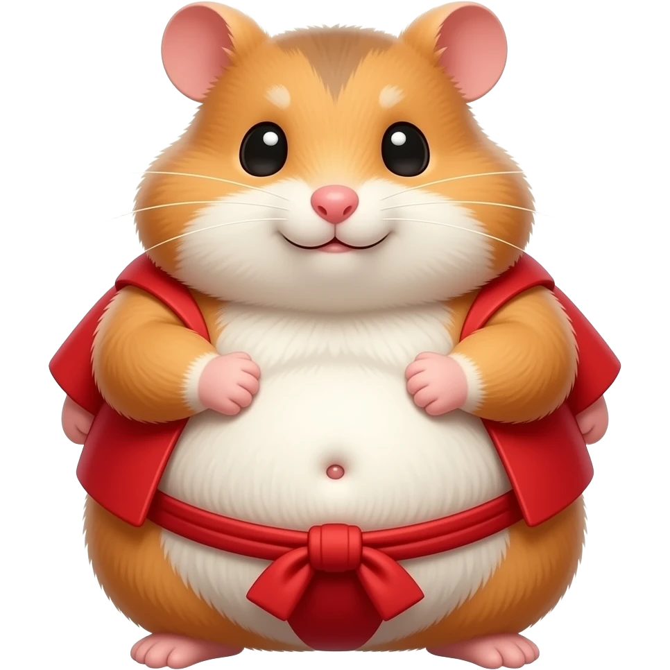 A cute female hamster,suited to be a sumo wrestler,she rubs her huge overstuffed stomach,a cute little bellybutton poking out of her fur,she is massively fat. emoji