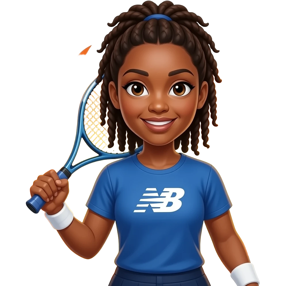 Black female with locs tennis player, NB logo,  on fire emoji