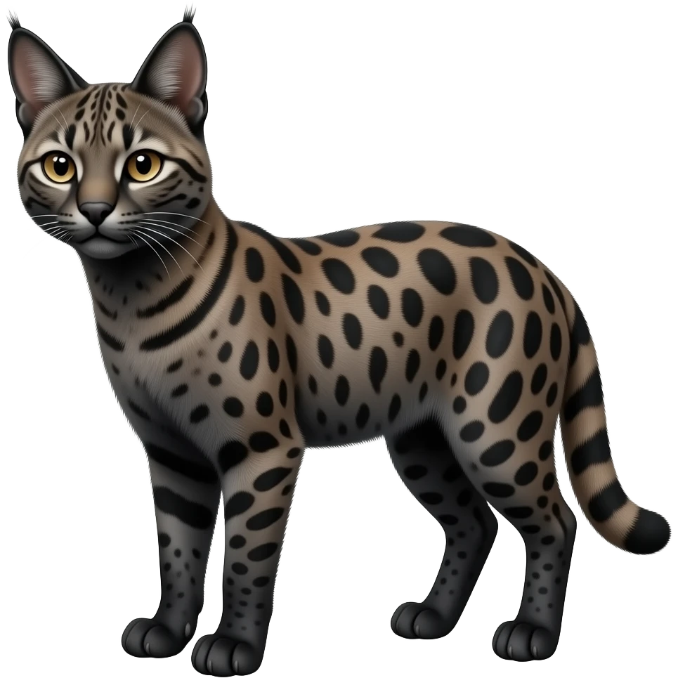 Black Melanistic diaphanous  Realistic Serval-Caracal-hybrid-fusion emoji