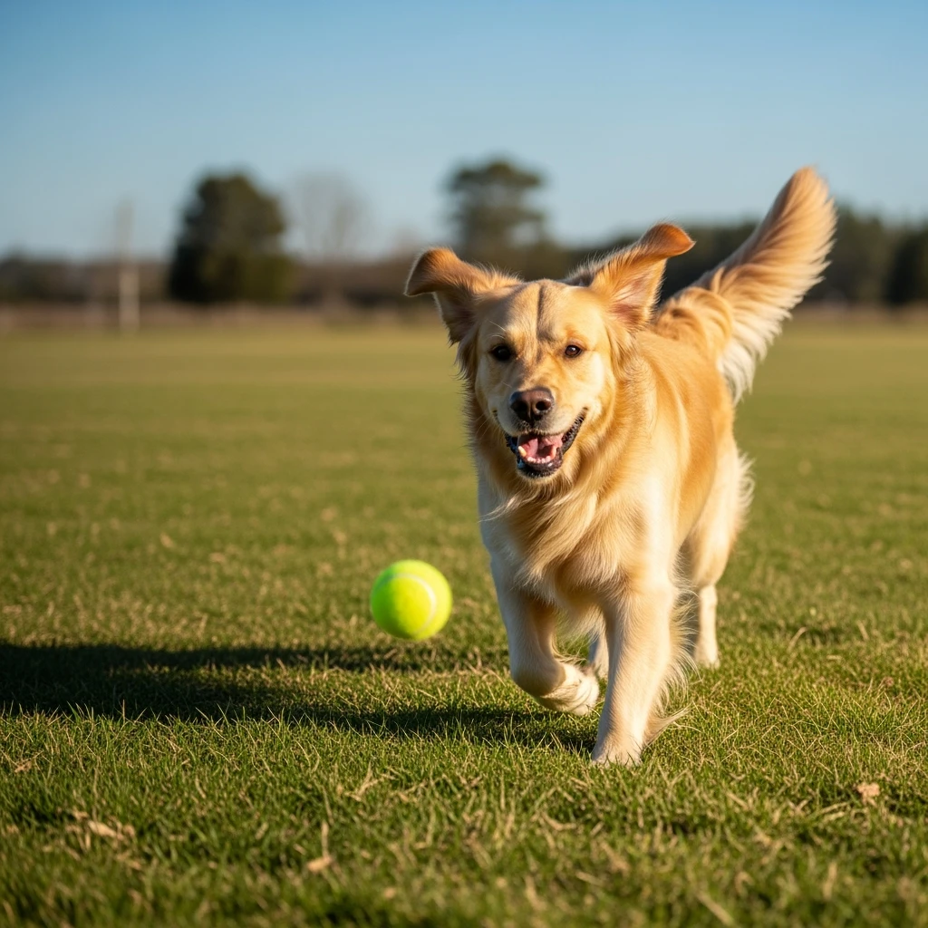 happy dog running after ball emoji