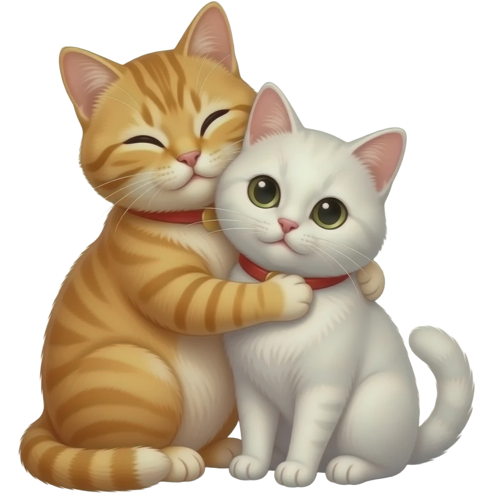 Orange tabby cat cuddle white cat emoji