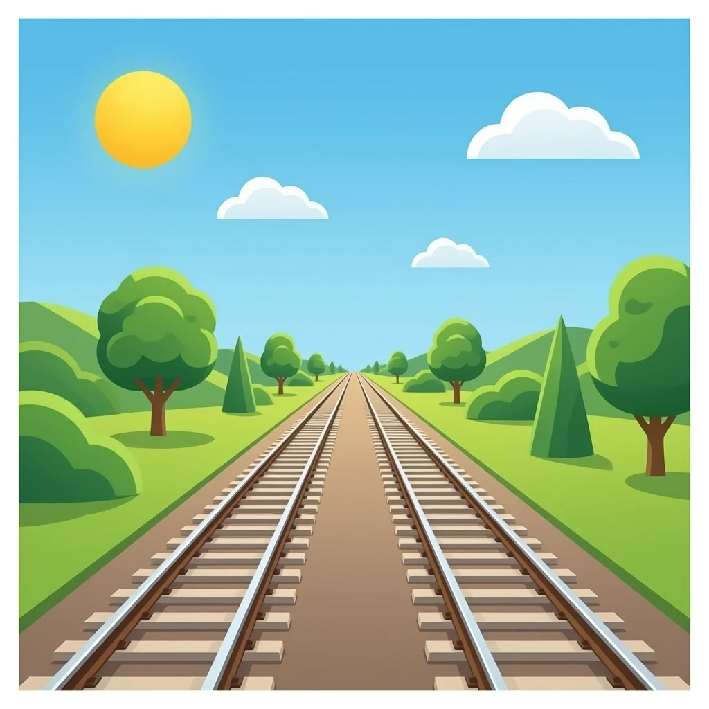 two railway tracks in perspective landscape view emoji