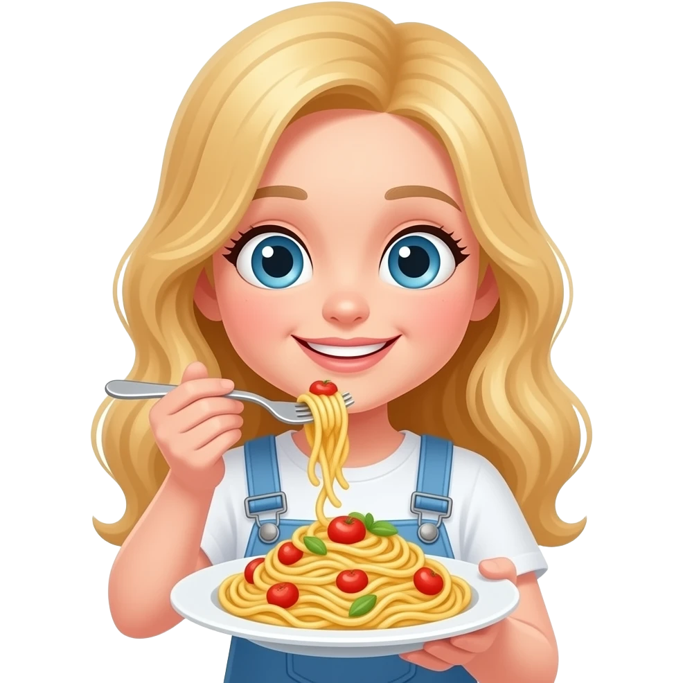 cute girl, blonde hair, eating food emoji