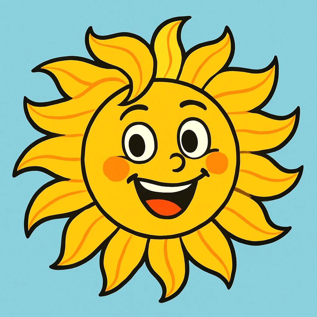 expressive illustration of a sun with blonde hair emoji