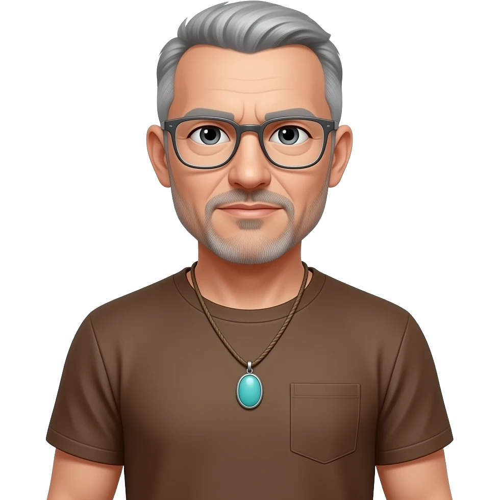 shaved hair pointed chin haved face pendant without a clasp Turquoise on brown paracord t shirt shaved grey short hair full-length photo of extreme streetwear clean-shaven face cool boy thin metal-framed glasses very entellectual man, 50 years old street wear stubble, shaved short with clippers emoji