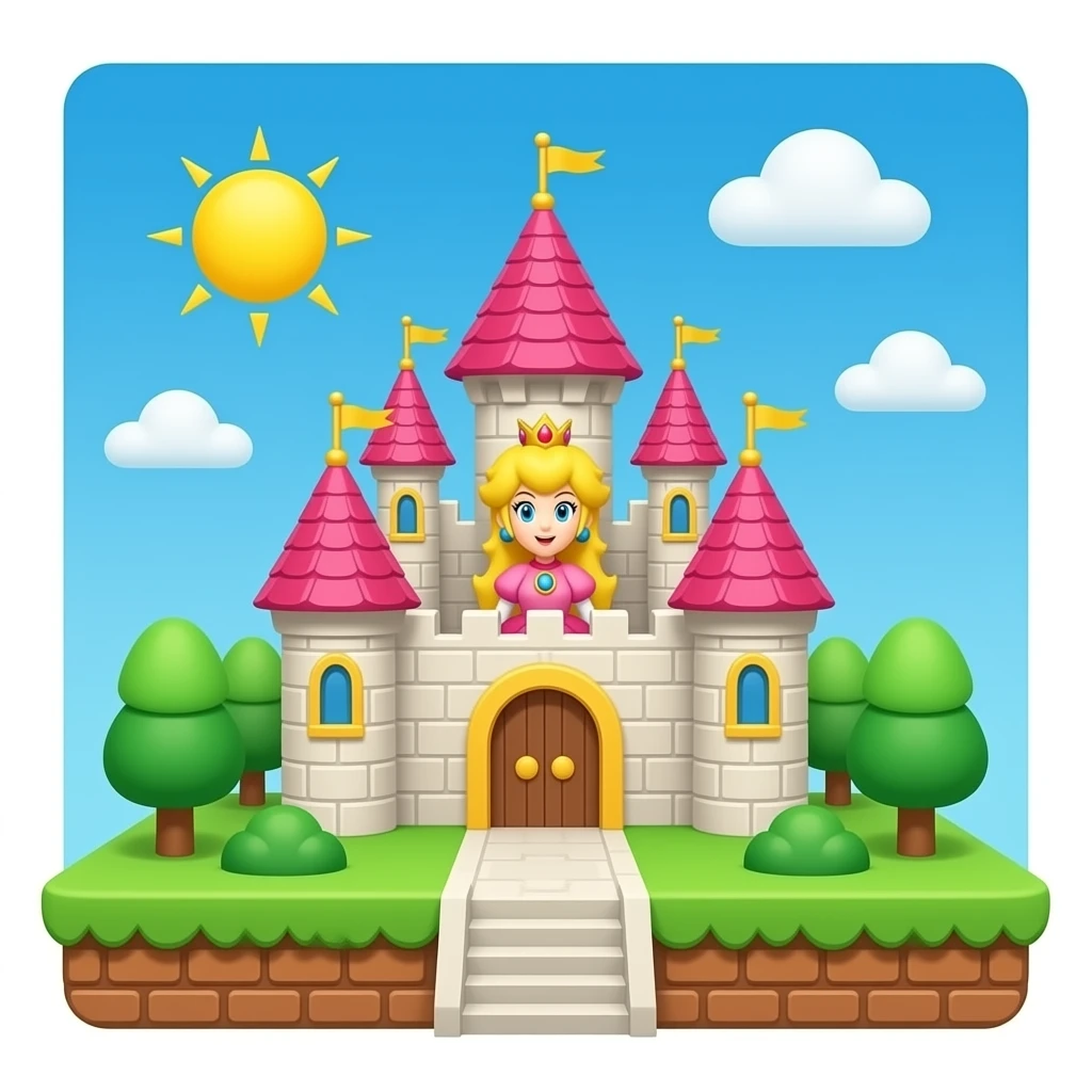 Princess Peach's Castle (from Mario 64) transparent background (PNG) emoji
