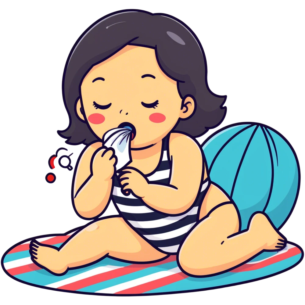 A girl that is sick but in the beach emoji