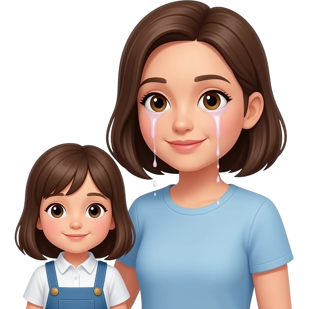 MOther and daughter, cum dripping from mothers face emoji