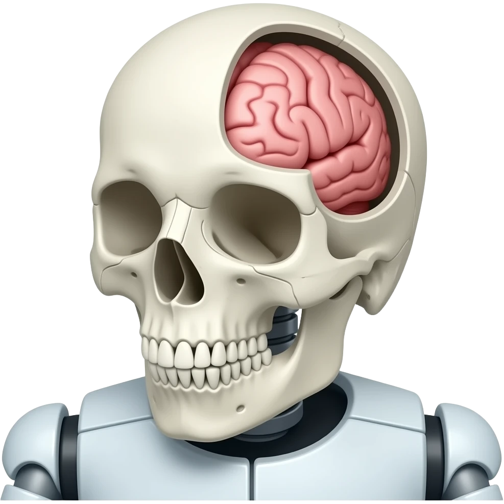 a ai powered robot with a open skull so you can see the brain inside emoji