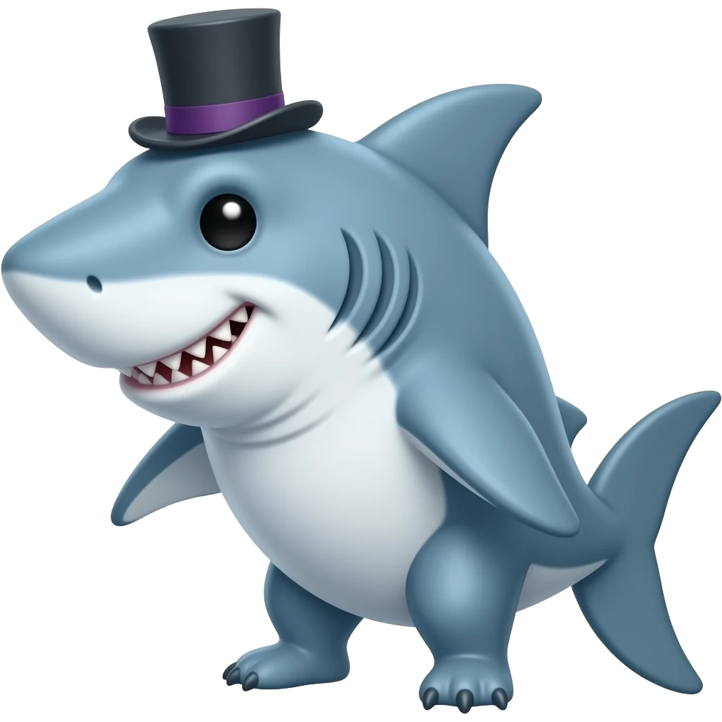 Shark with a top hat emoji
