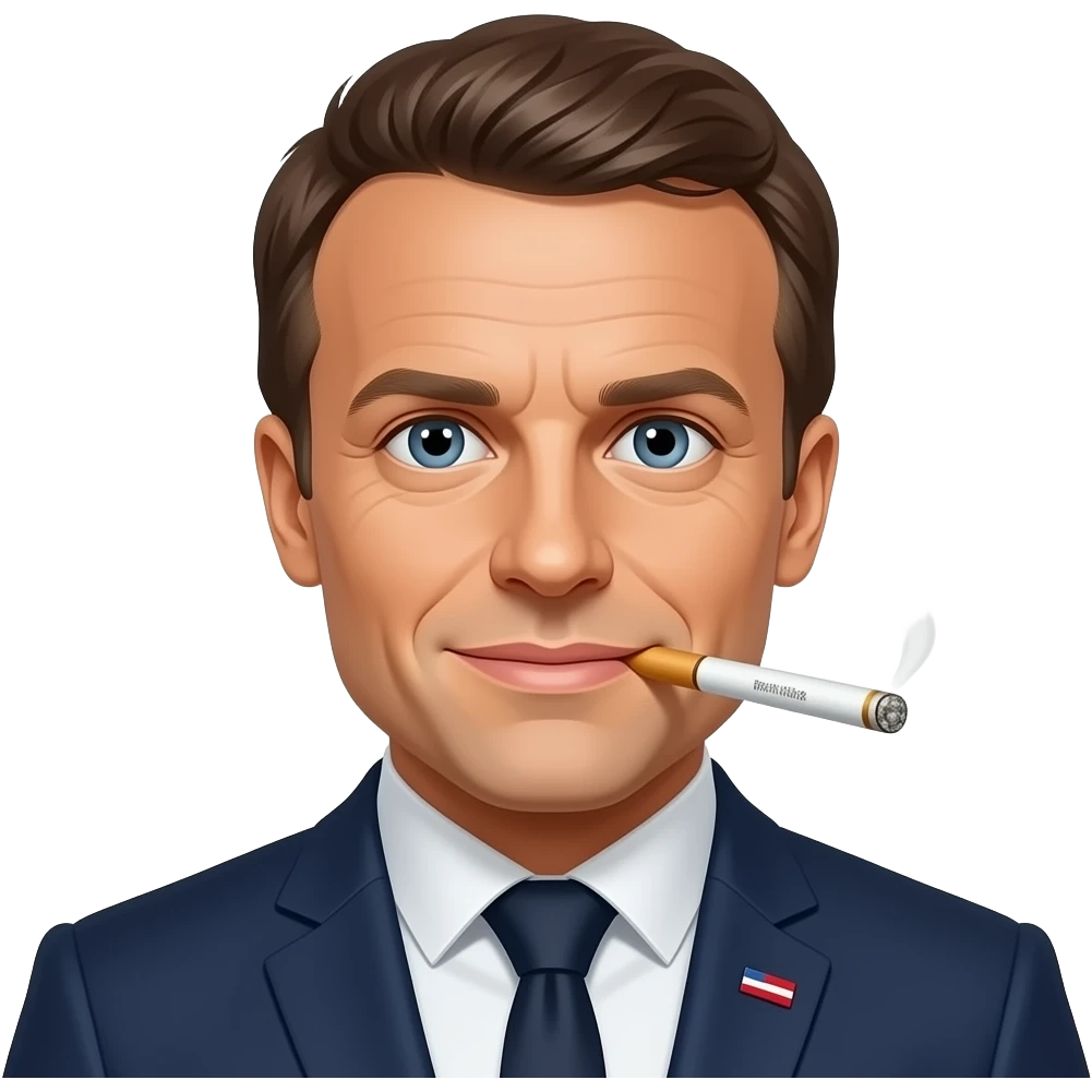Macron qui fume une jnr puff 18k emoji