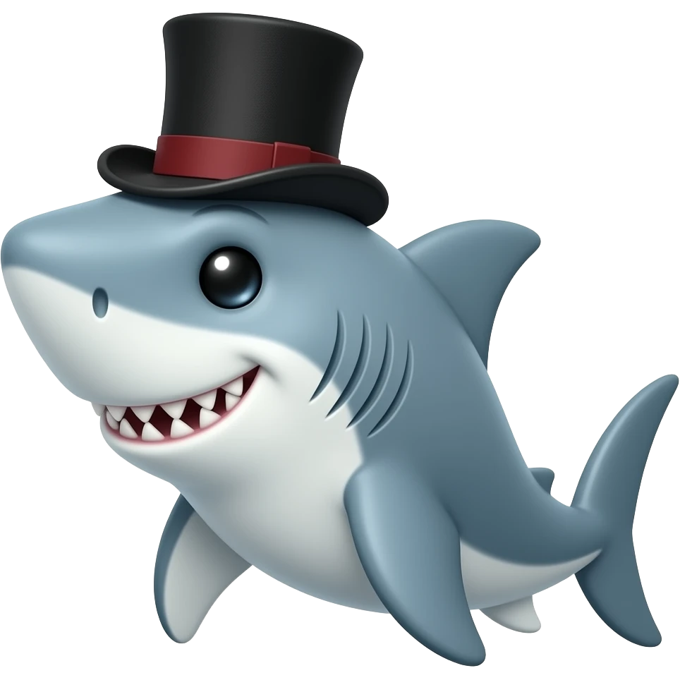Shark with a top hat emoji