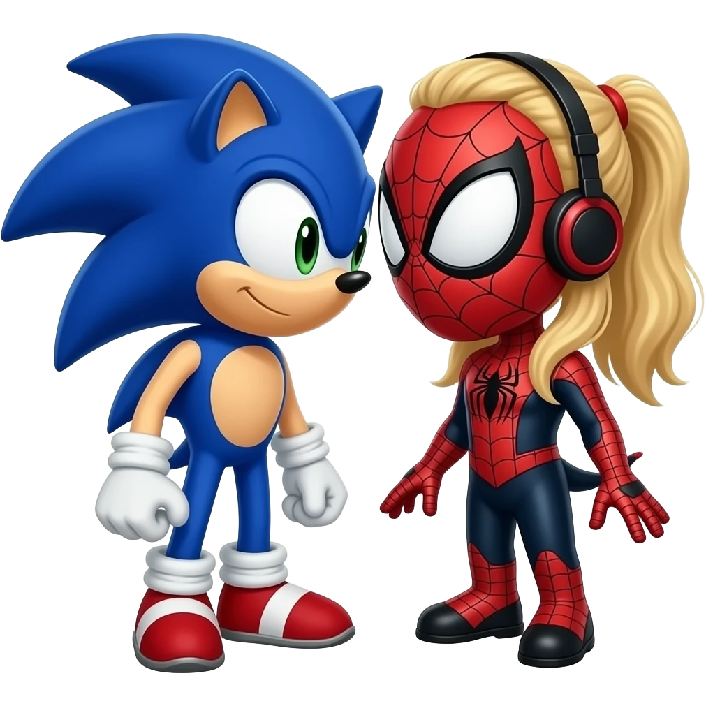 sonic  e mulher aranha love rosto emoji