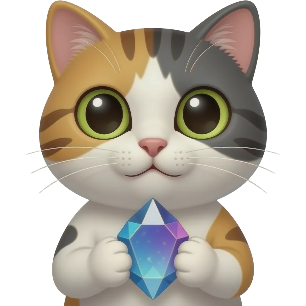 cat holding Magical Stone front facing closeup emoji