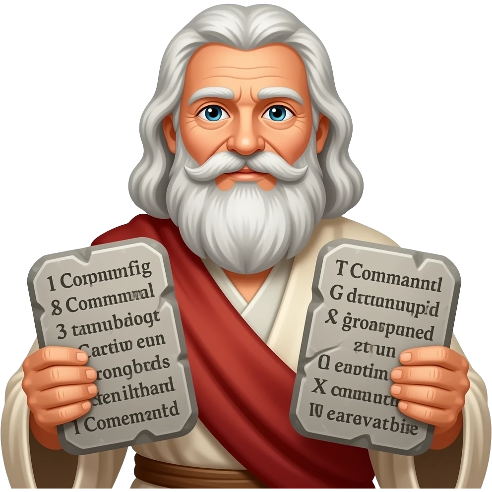 Moses as a wise old man holding the Ten Commandments stone tablets emoji
