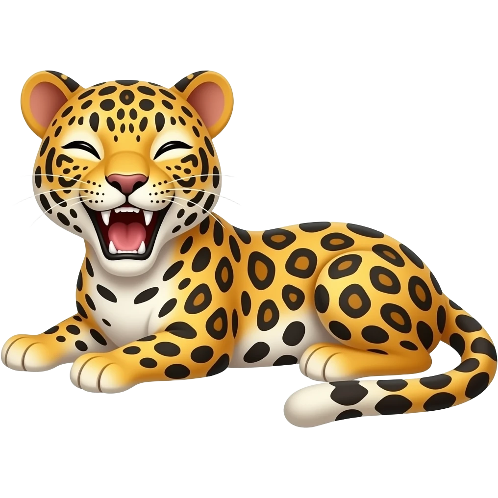 Cartoon leopard lay and roar emoji