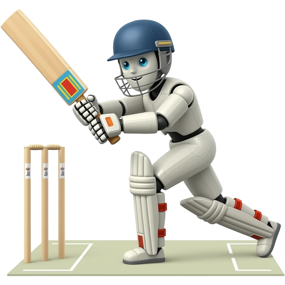 Robot playing cricket emoji