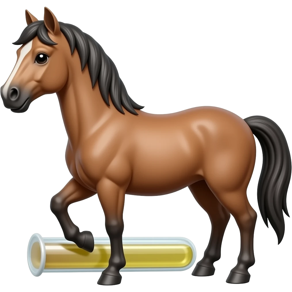 Test tube with legs on a horse emoji