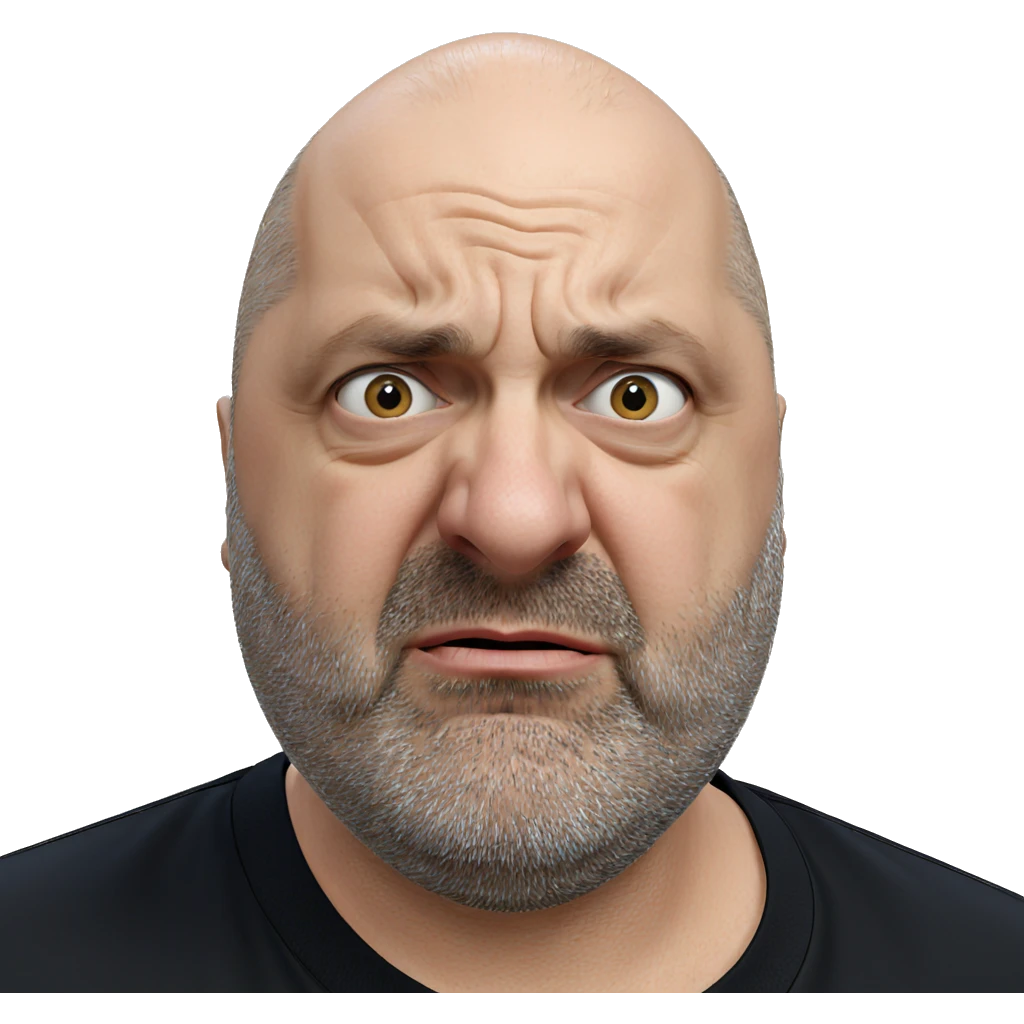 bald man in black shirt emoji