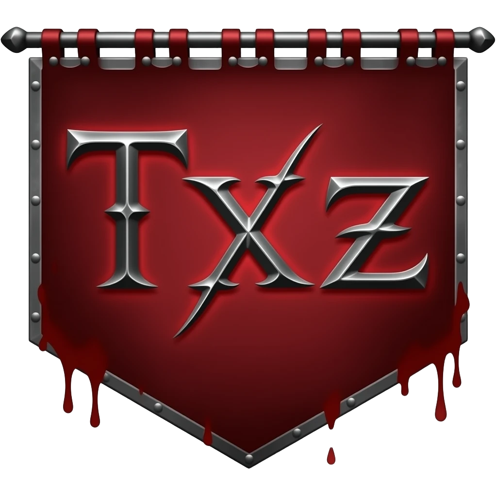 Create the letters TXNZ in a gothic font on a banner that screams badass!!!! emoji