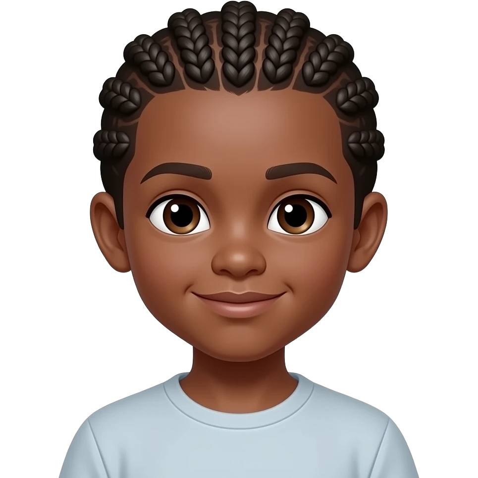 un peit garcon a la peau foncé avec de plusieurs tresses ranger qui fait chut emoji