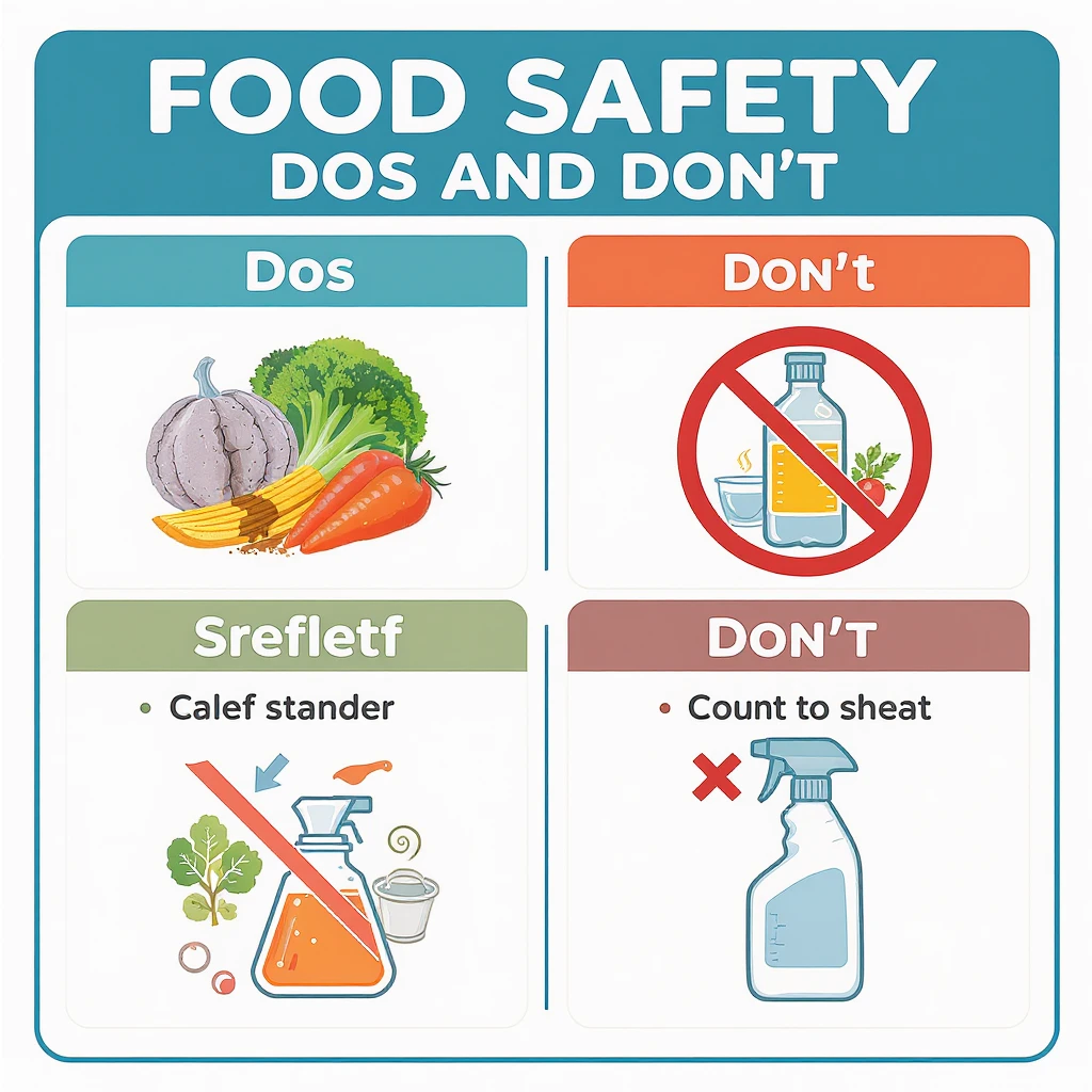 make a detail poster with title of "food safety dos and dont" emoji