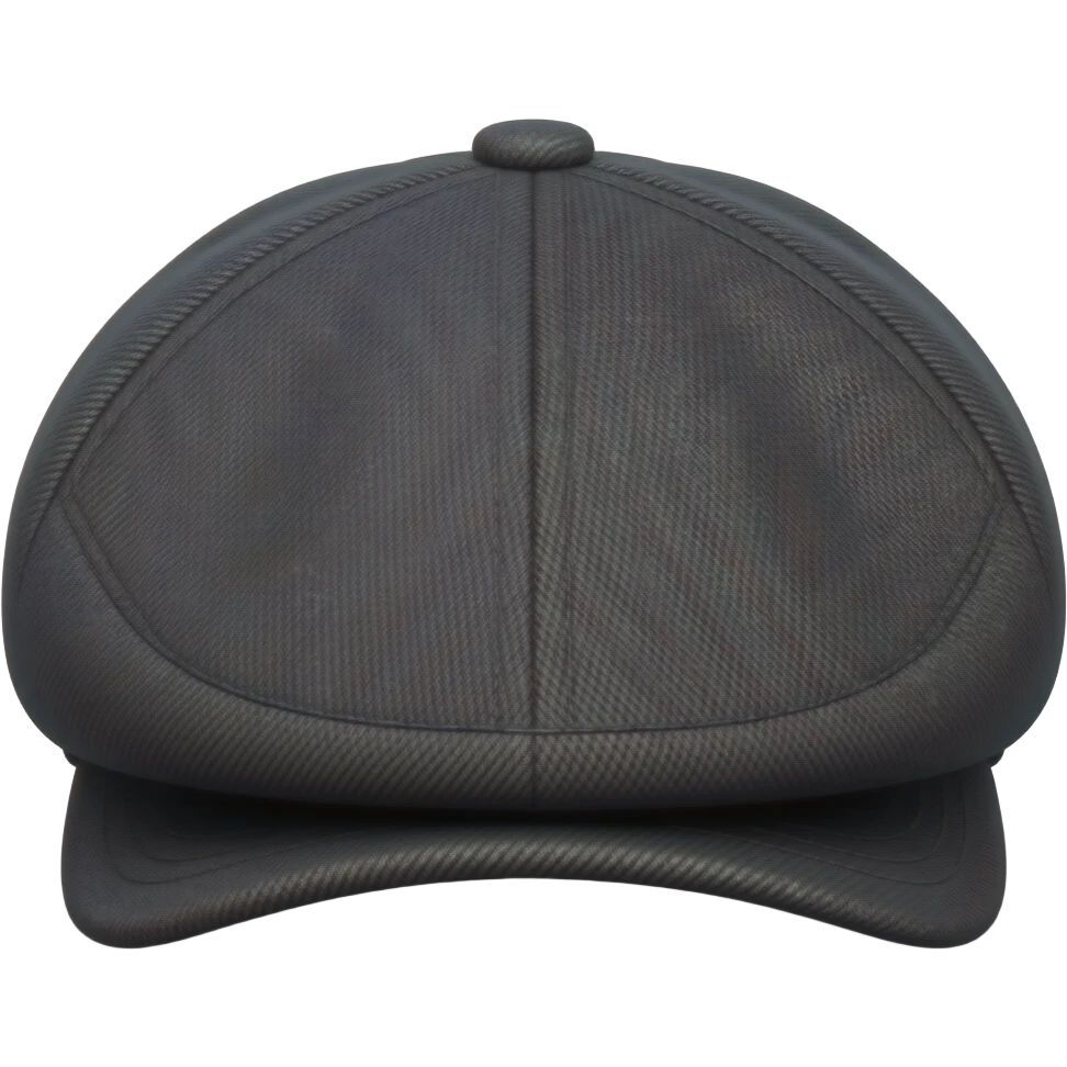 A stylish black flat military Brixton fashion cap newsboy’s cap, separated emoji