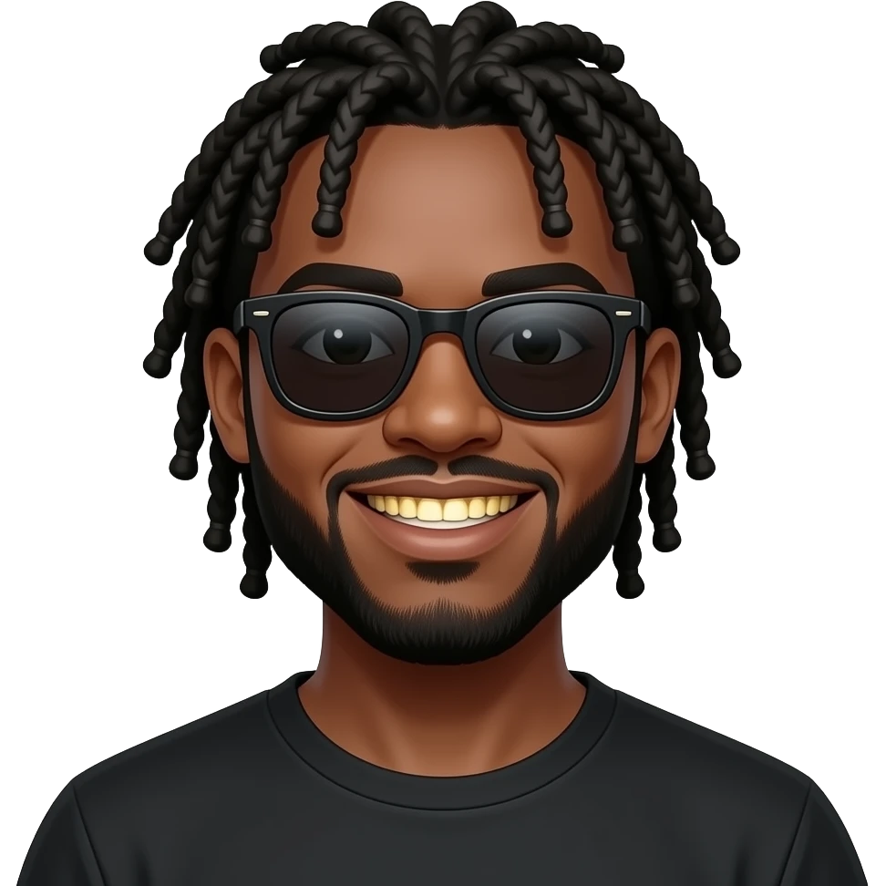 Black man with  dreads and gold plated teeth wearing dark shades emoji