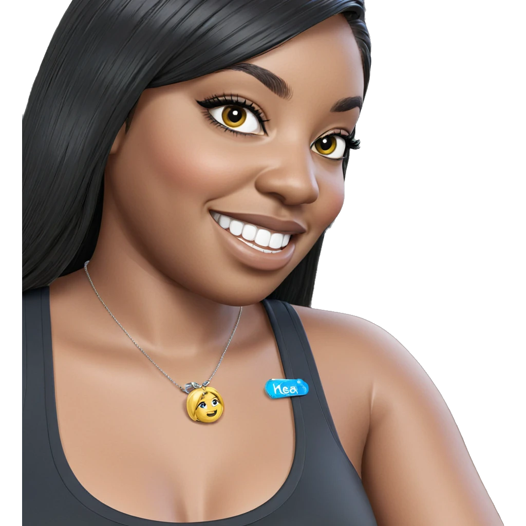 smiling girl with necklace emoji